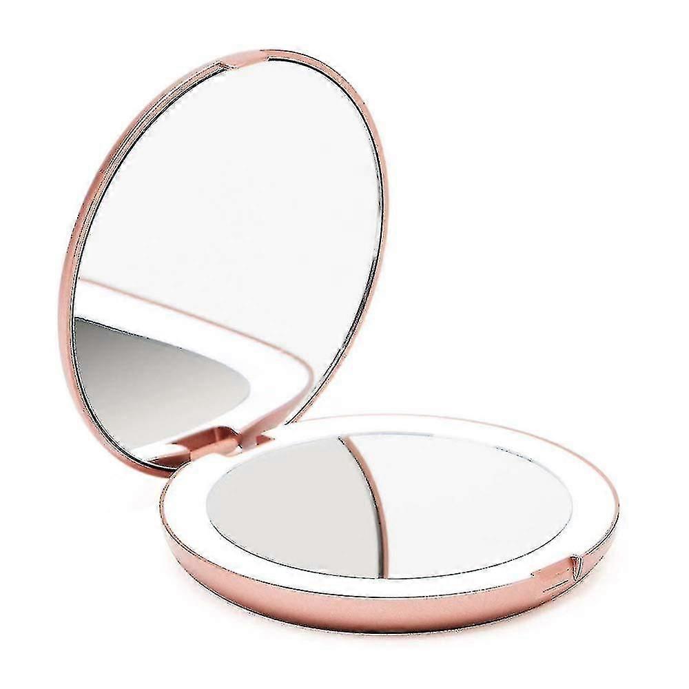 Pocket Illuminated Mirror, 1x / 10x Magnifying - Led Handheld Makeup Mirror With Natural