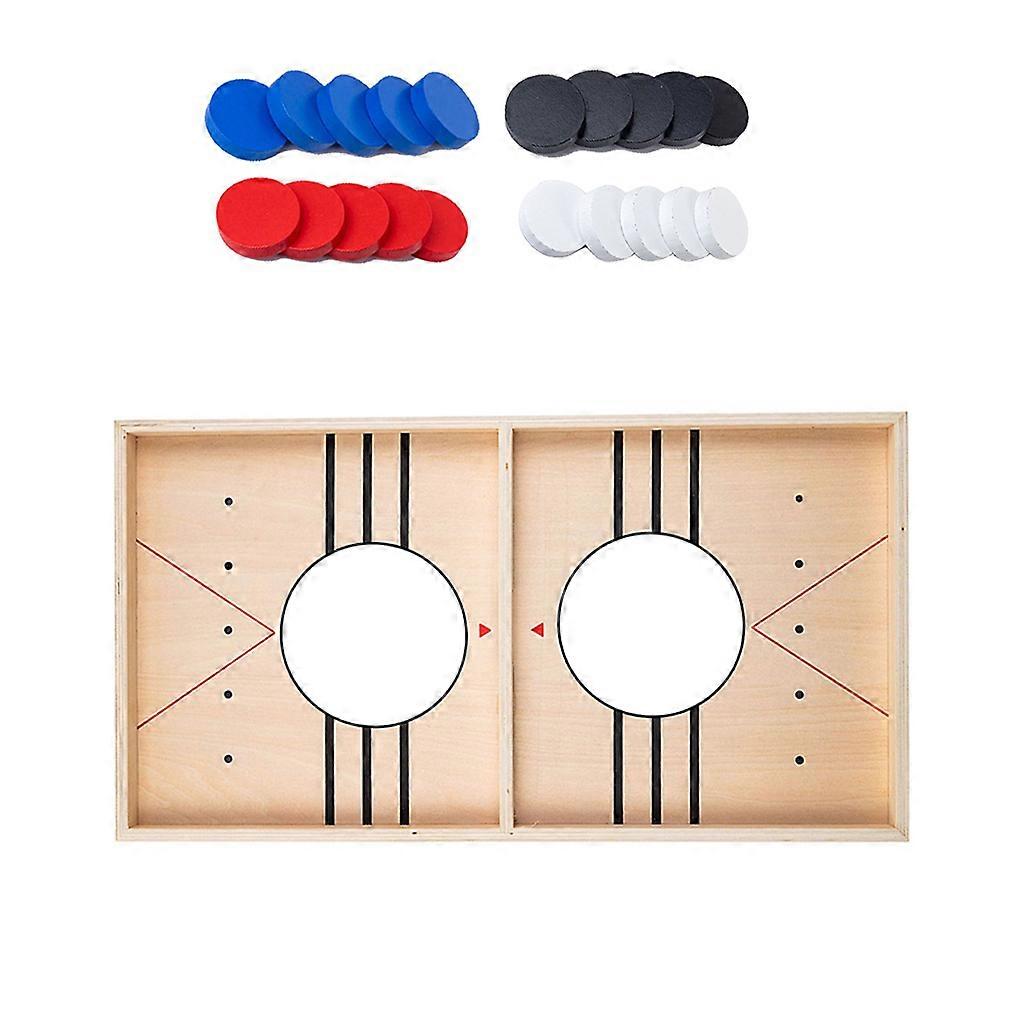 Ice Hockey Board Game Table Puck Toy Wooden Board Battle Toy with 20 Chess Early Learning Rival Toy for Toddler Family