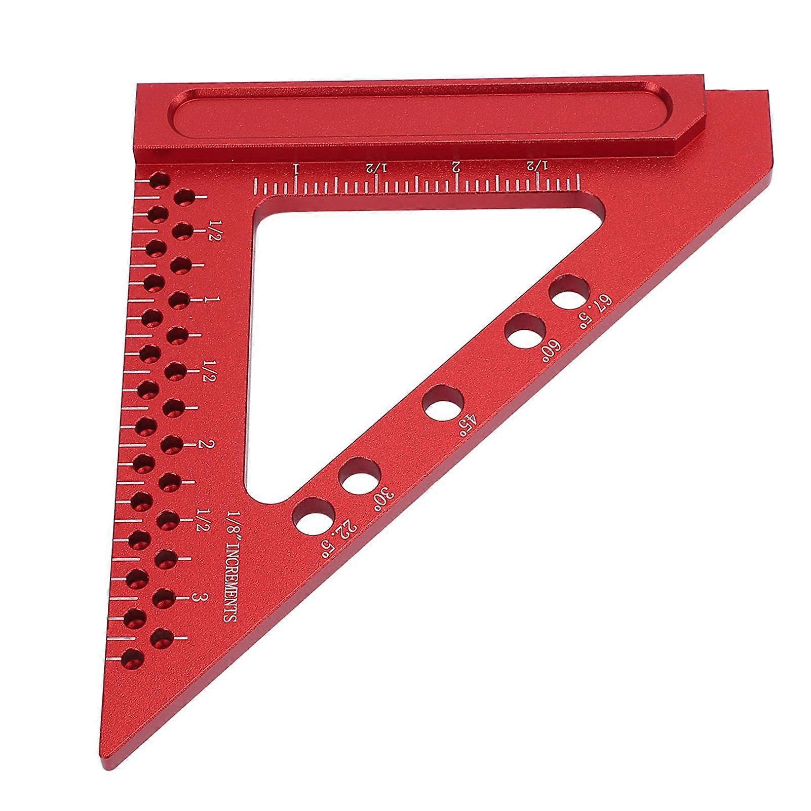 Carpenter Square Aluminum Alloy Triangle Hole Scribing Ruler for Classroom Workshop Office Woodworking Ruler 