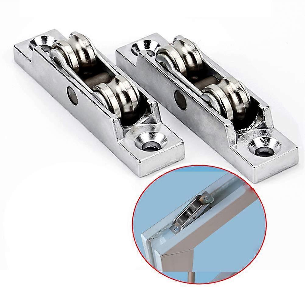 2 Pcs Zinc Alloy Flat/Concave Double Wheel Window Pulley for Slide Doors Balance Adjustment Angle Two Rollers