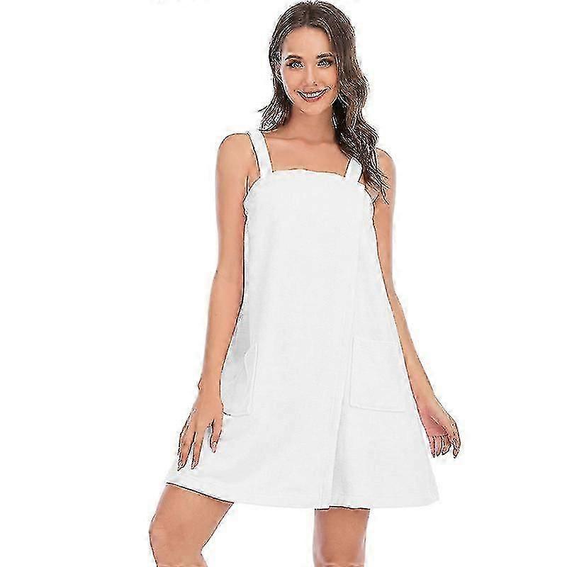 Women's Bath Wrap Towel For Shower With Pockets Straps And Headband