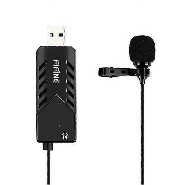 Lavalier  Clip-on Cardioid Condenser Computer Mic Plug And Play Usb Microphone With Sound Card For Pc And Mac -k053