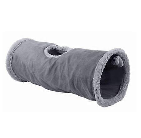 Foldable cat tunnel, light, kitten, paper, tube, with closable hole as well as pendants and gray play ball