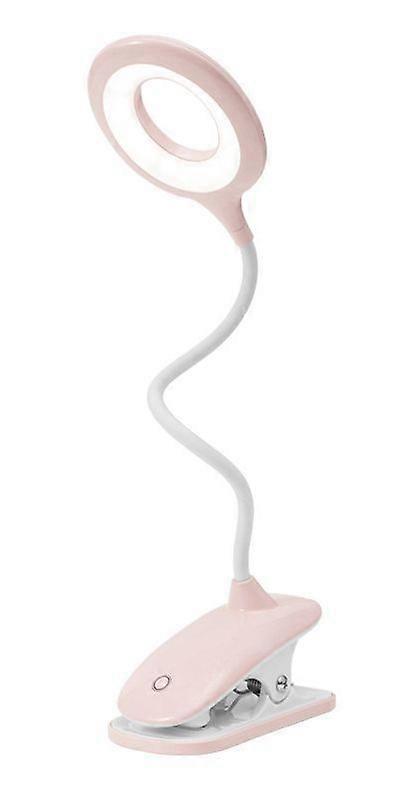 Clip-on LED reading lamp, dimmable, eye protection, pink table lamp