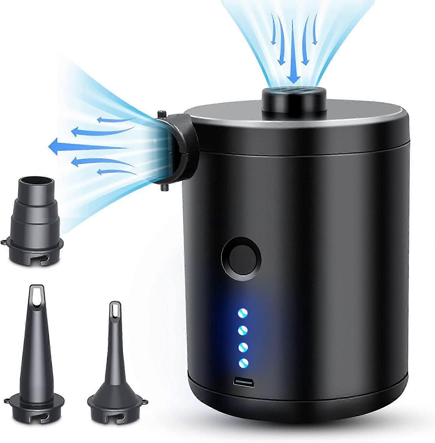 Rechargeable Electric Air Pump, Mini Portable Electric Inflator Fast Inflate/Deflate with 3 Nozzles, 4000mAh Inflator for Beach Camping Boat Inflatabl