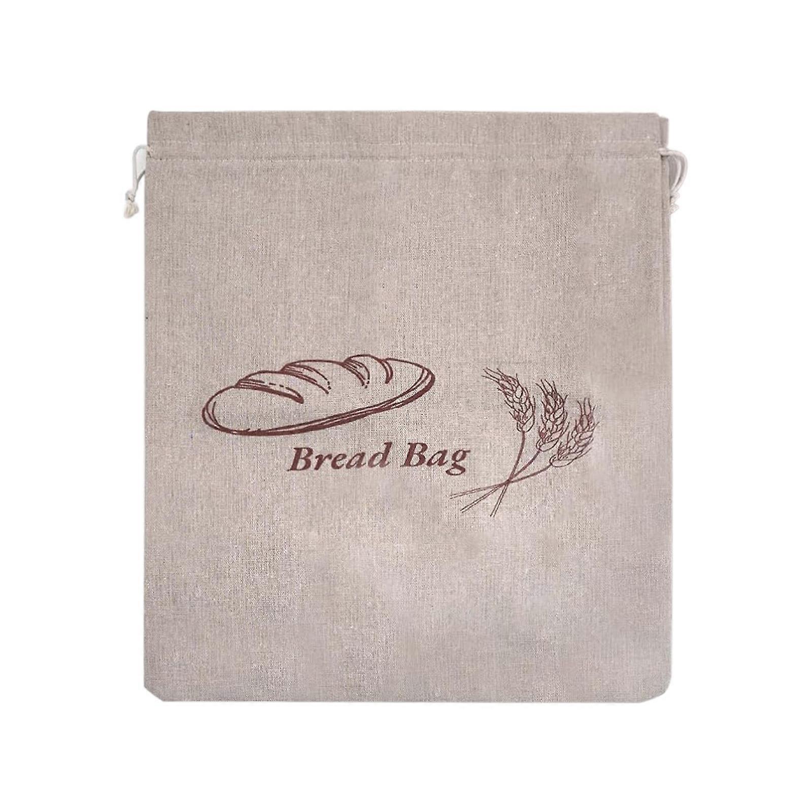 Large Capacity Linen Bread Bag with Inner Lining Moisture Proof Sourdough Bread Storage Pouch Practical Drawstring Bag