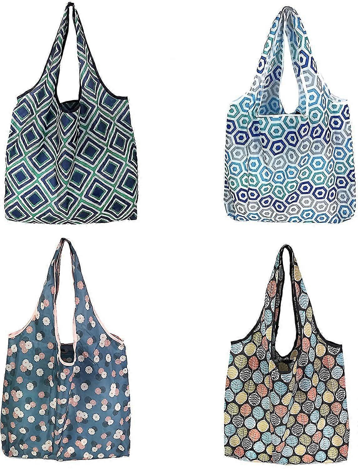 Bolsas de compras plegables, 4 piezas, reutilizables, plegables