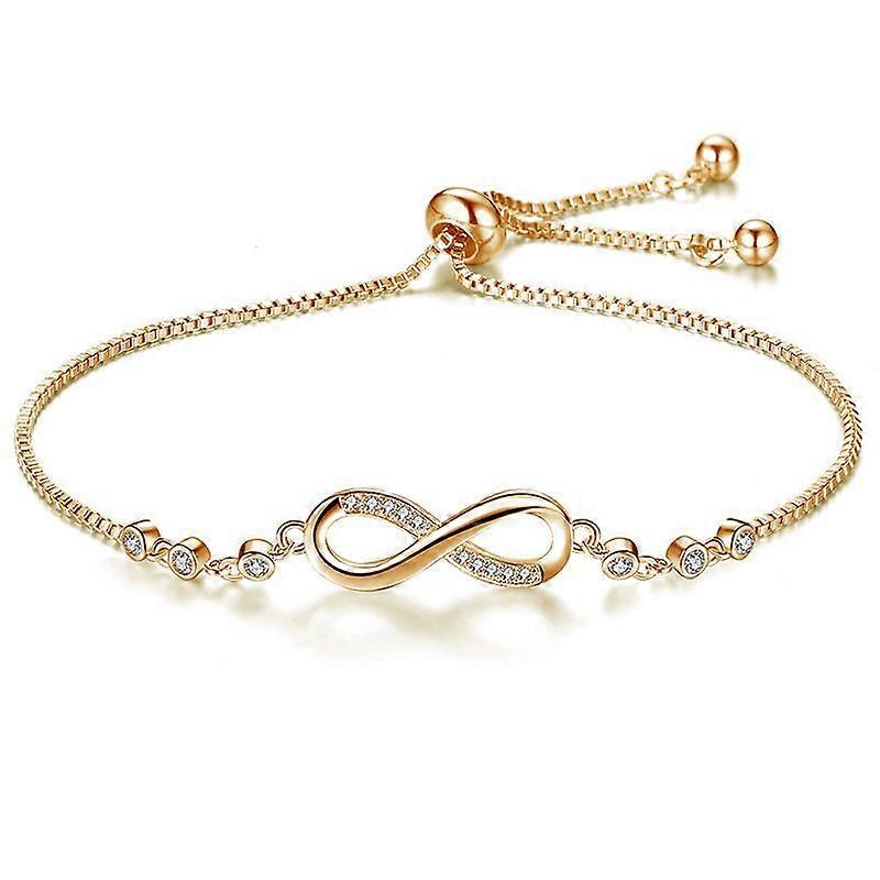 Fashion Cz Stone Infinity Bracelet Silver Plated Adjustable Pull Push Bracelet