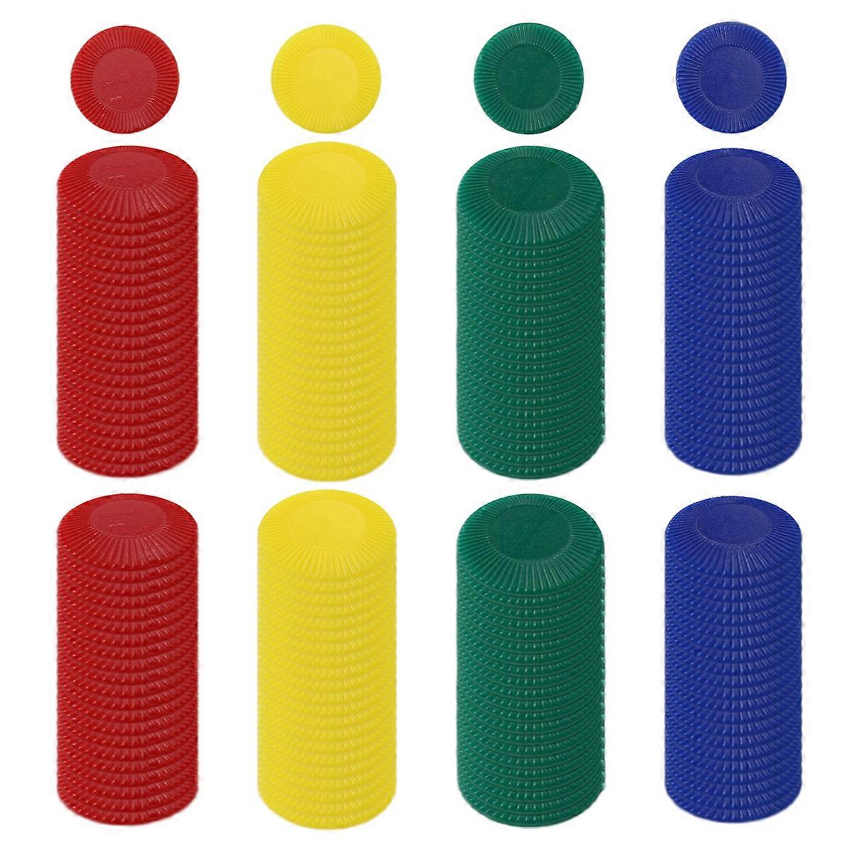 400 Pieces Plastic Poker Chips Game Chips 4 Colors Counter Card, 4