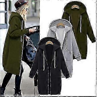 Donna Zip Frontale Pile Felpa Lunga Felpa Felpa Felpa Plus Size