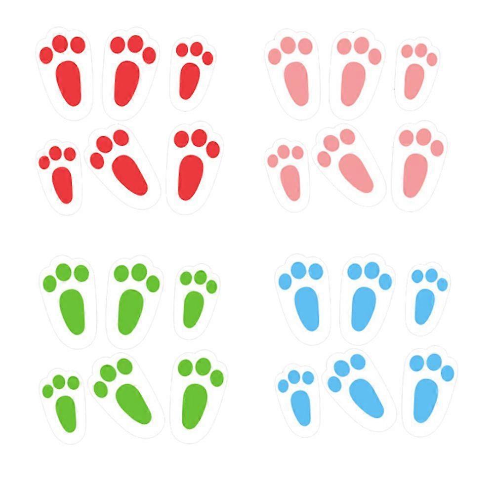 24pcs Bunny Footprints Decals Easter Window Clings Rabbit Footprints Clings