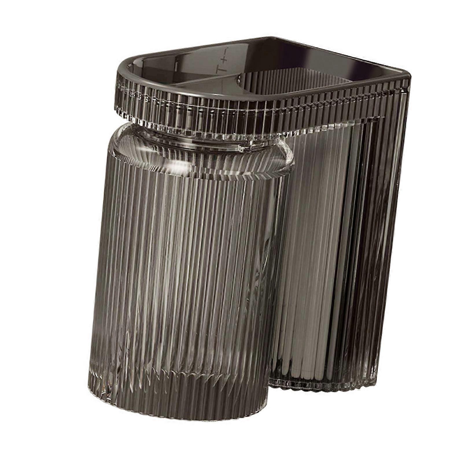 Wall Mounted Toothbrush Holder Black Space Saving Cup Rack Bathroom