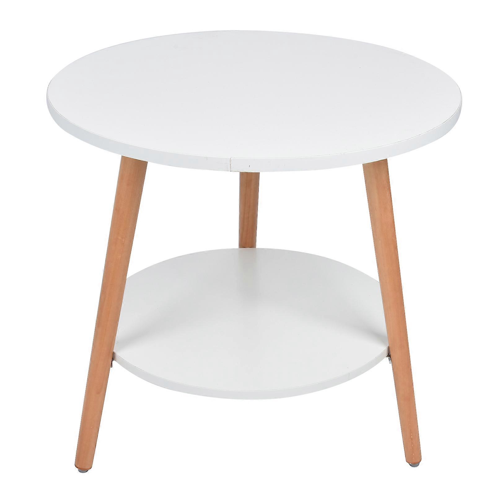 White 2-Tier Coffee Table with Storage, Side Table, Living Room Furniture, Balcony, for Home