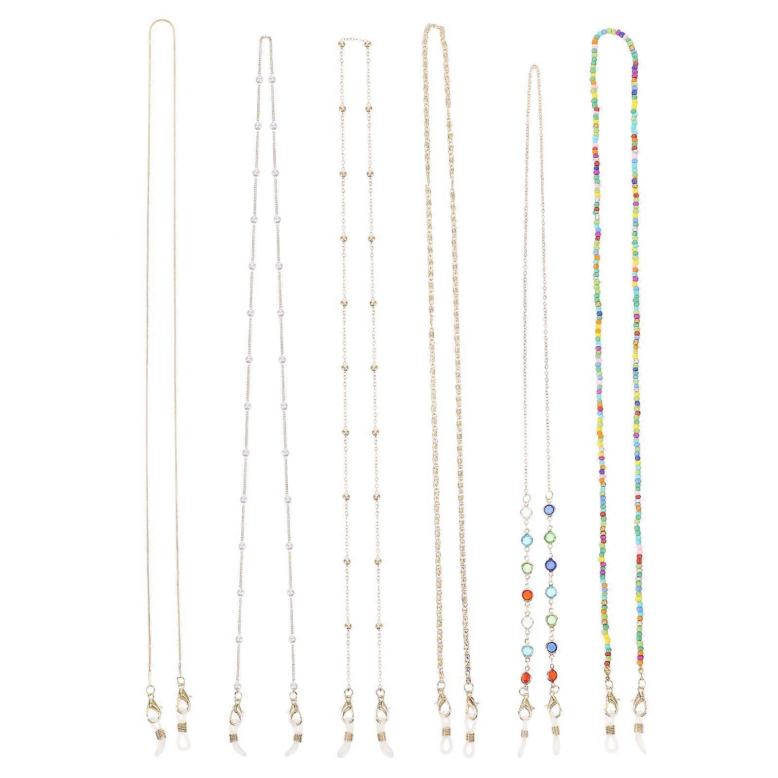 6Pcs Glasses Chains Decorative Mask Chains Anti-lost Glasses Chains (Assorted Color)