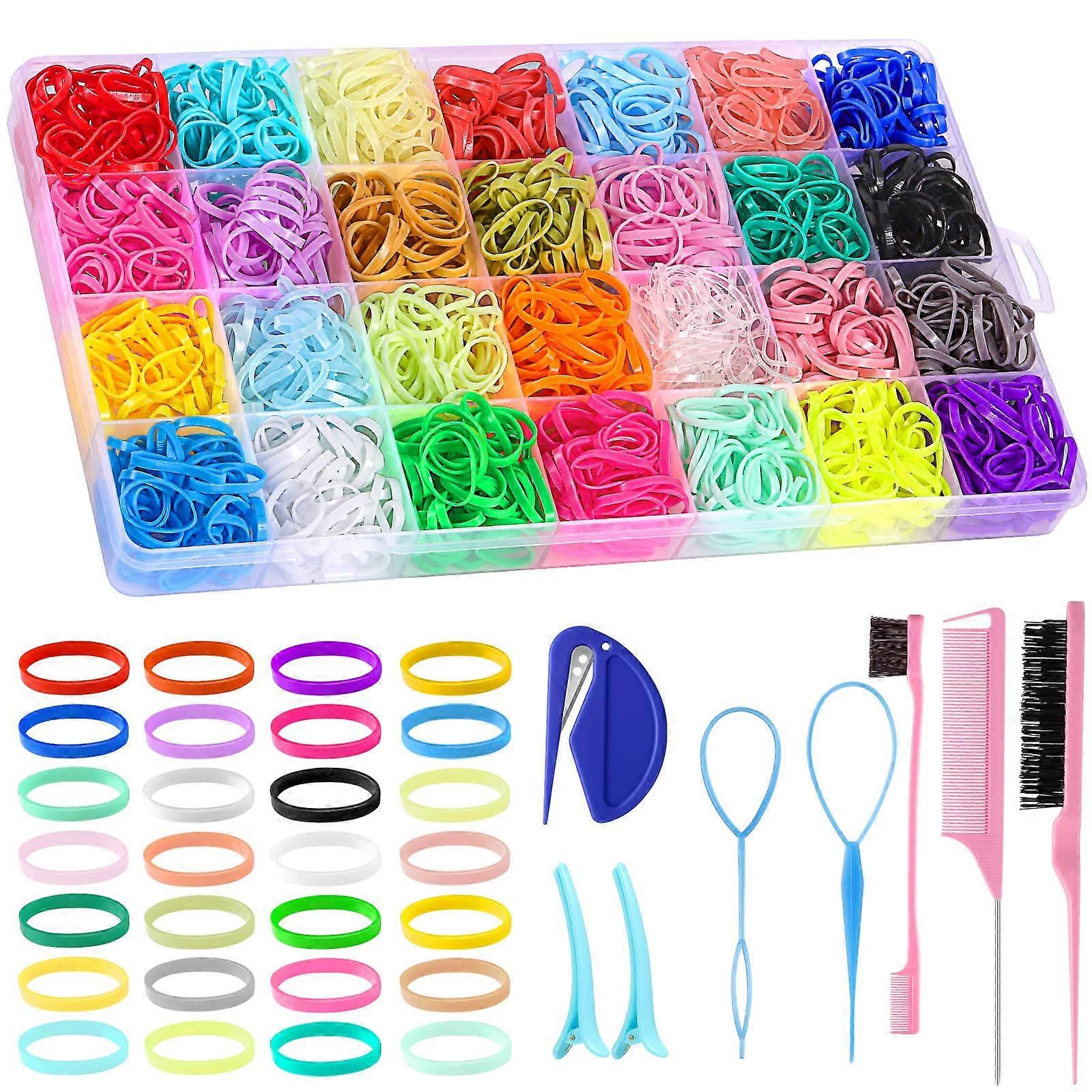 Colorful Rubber Bands for Hair Styling - 1500 Small Size Elastic Hair Ties in Assorted Colors