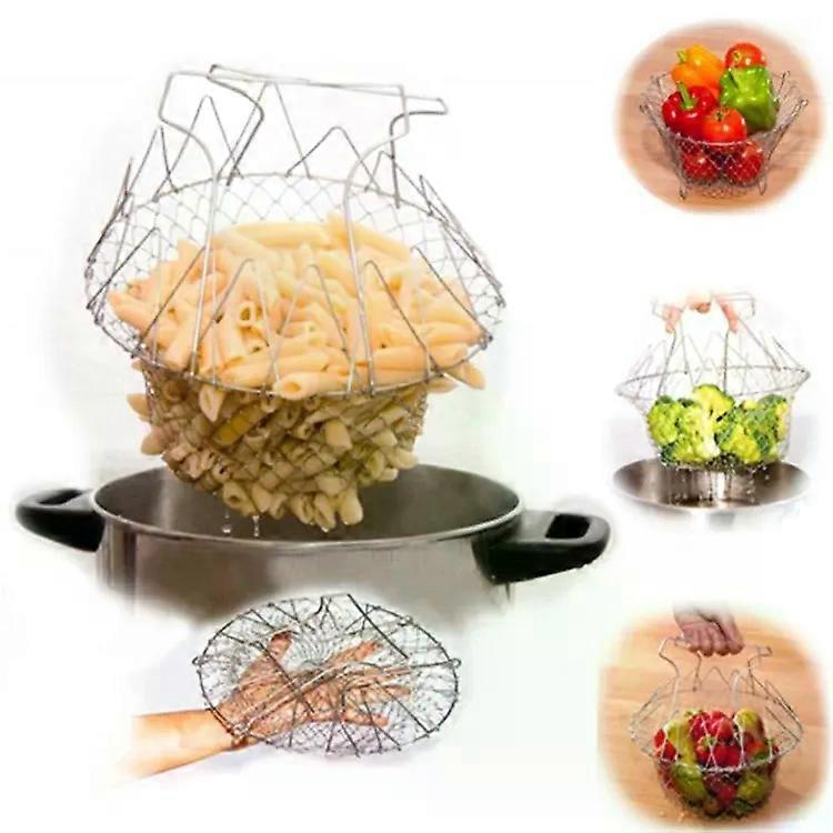 Stainless Steel Frying Filter Basket-Telescopic & Folding Kitchen Tool