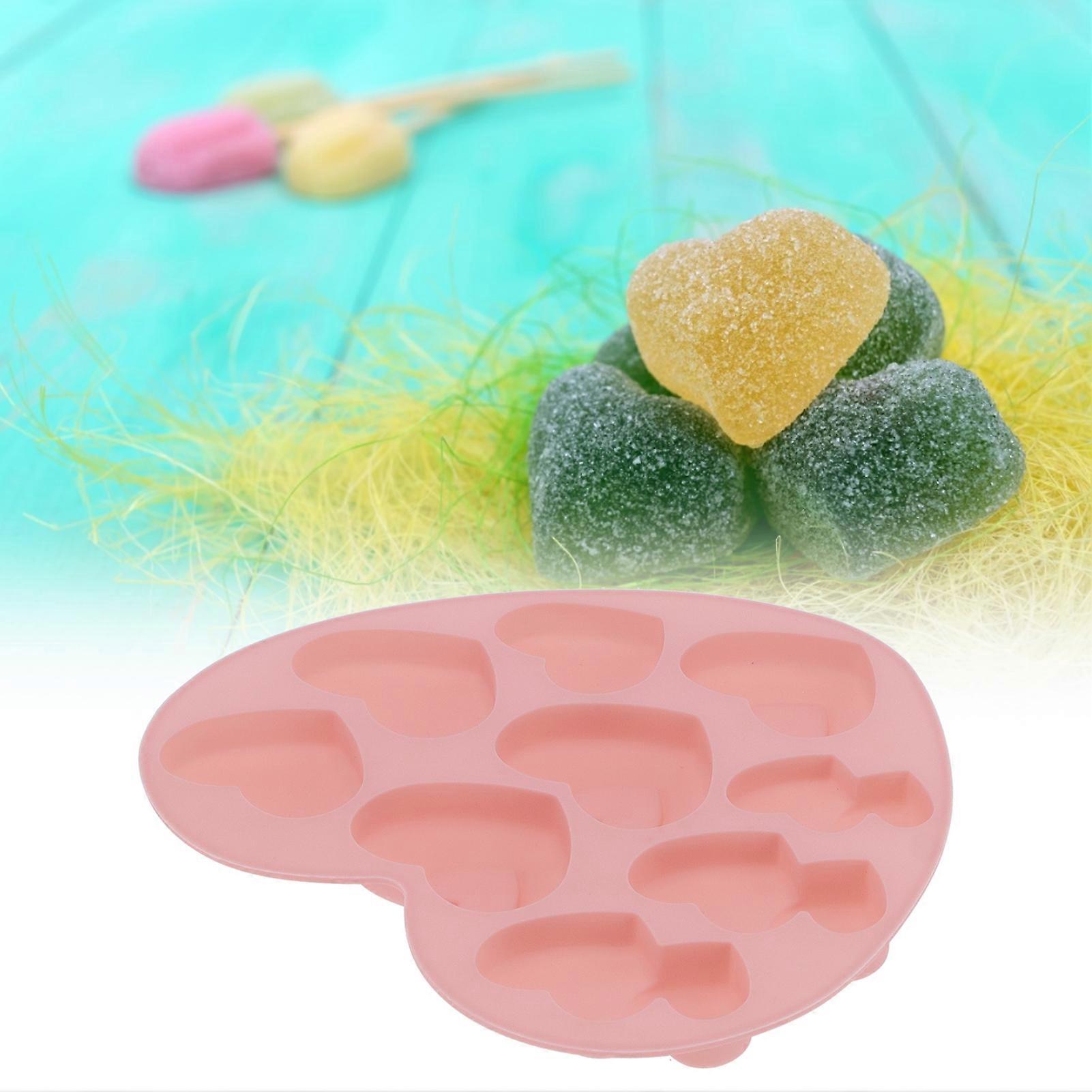 9Grid Light Pink Heart-Shaped Silicone Mousse Cake Mold 61g