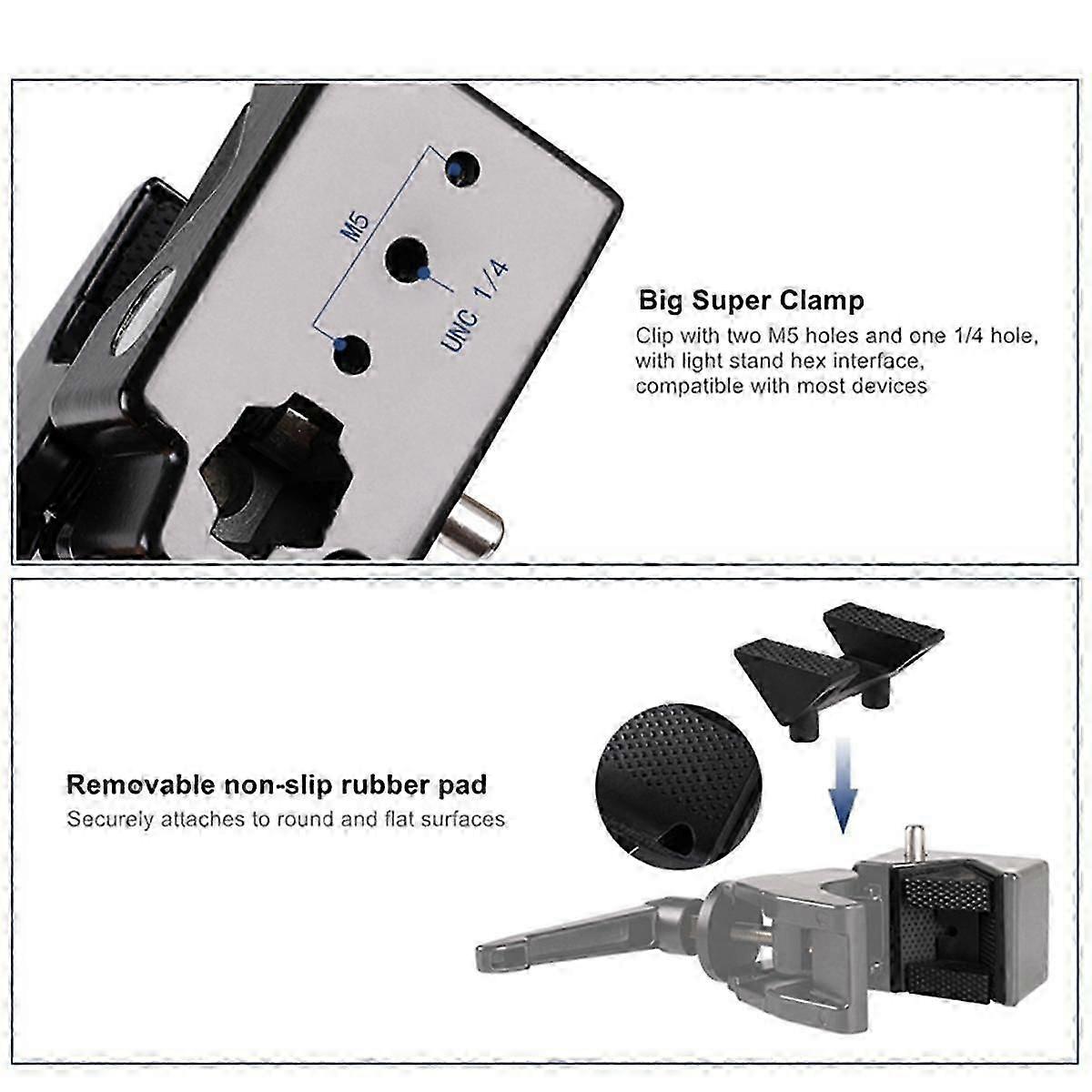 Big Super Clamp Studio Multifunction Strong C Clip with 1/4In & 3/8In Screw Hole for Photography St