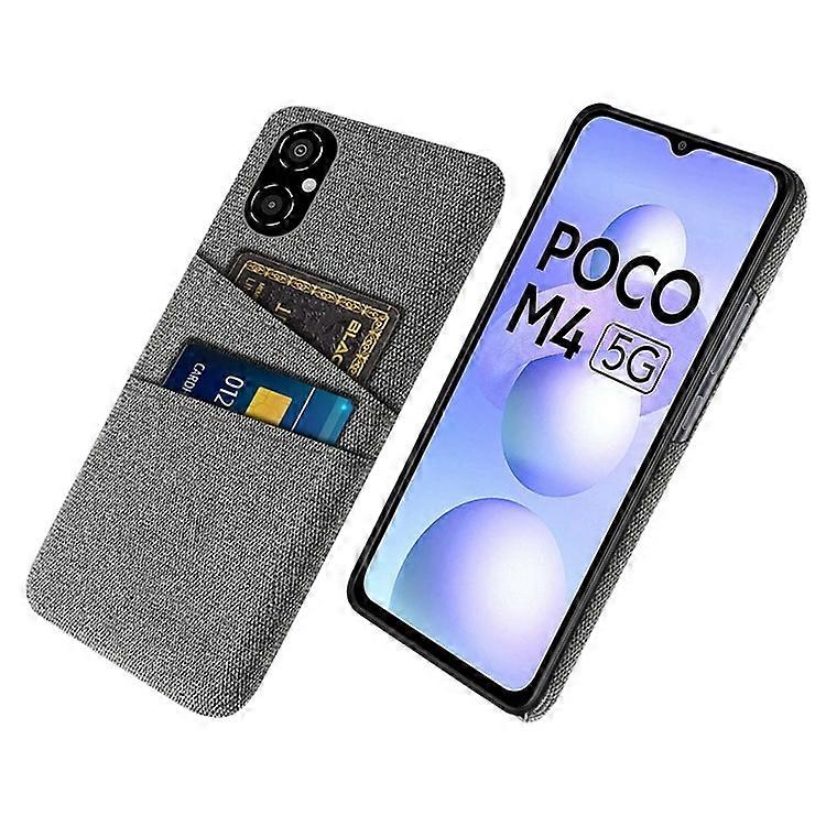 Compatible For Xiaomi Poco M4 5G Anti-scratch Phone Case Soft Touch Cloth Texture PC Back Cover with Dual Card Holder