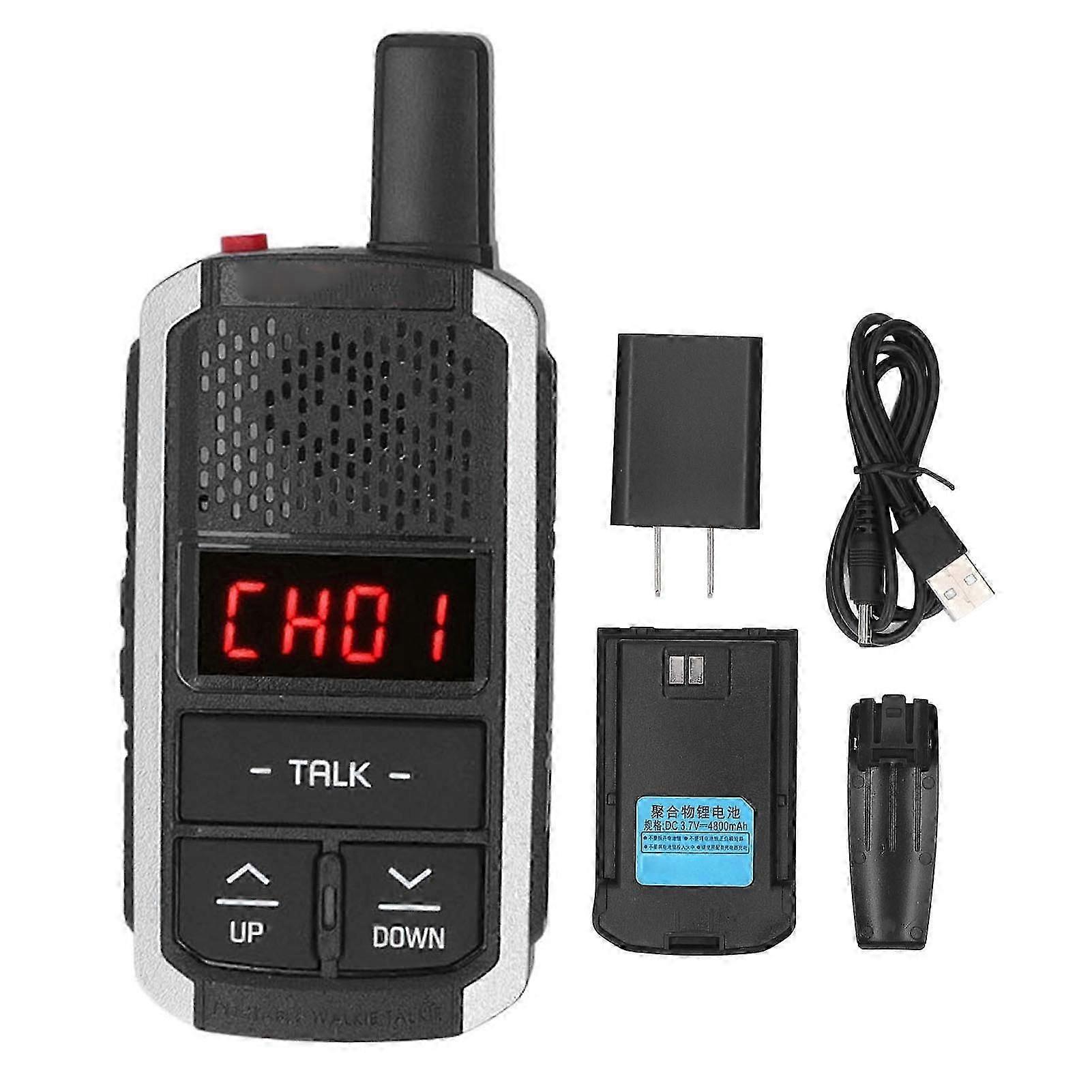 Mini Walkie Talkies 3W 400?470MHz 16 Channel Lightweight Stable Signal Two Way Radio USB Charging Talkabout Radio AC100?240V US Plug