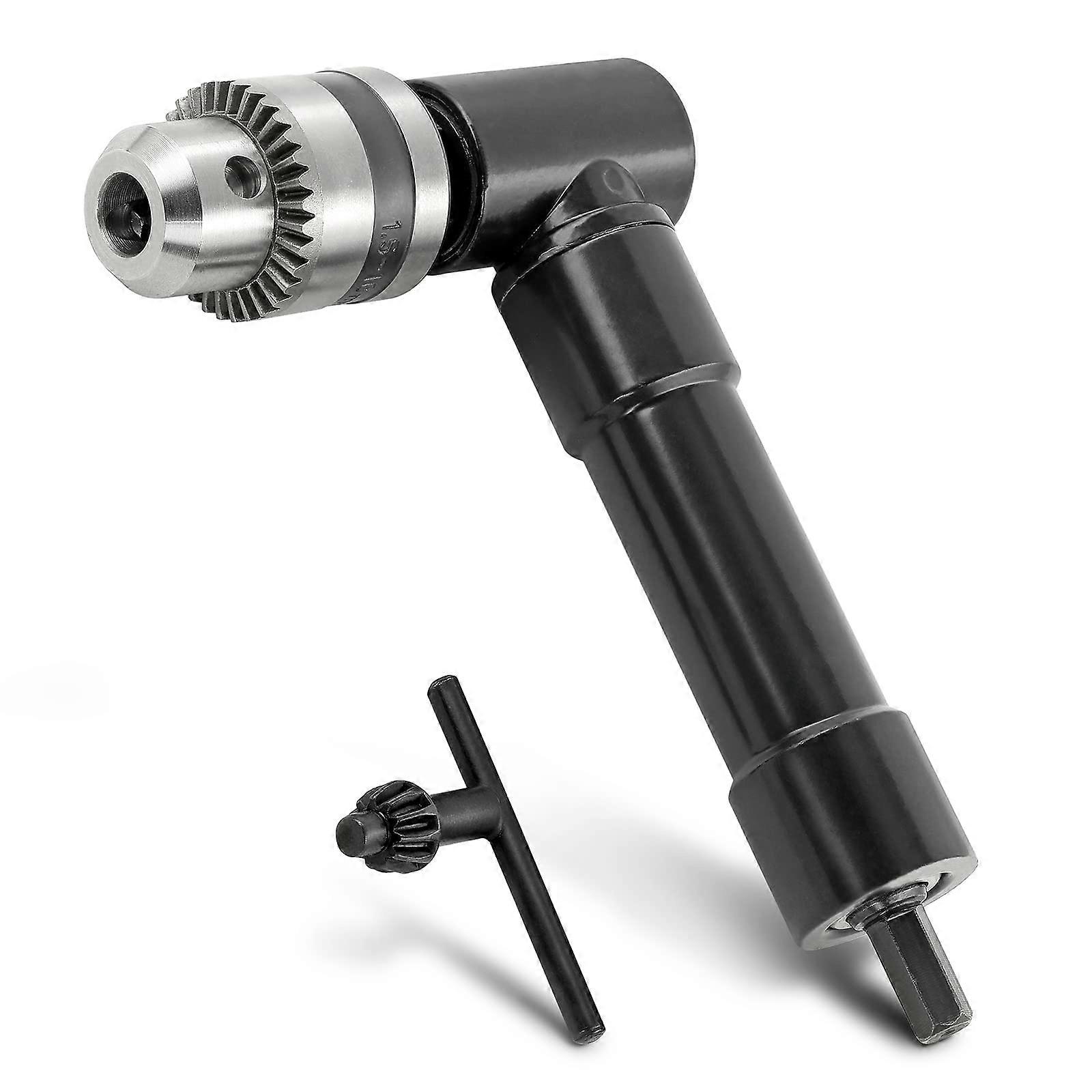 Cordless Right Angle Drill Adapter, 90 Degree Adapter Drill with 3/8' Keyed Chuck and 8mm Hex Shank Power Tool Attachment (Chuck Range: 1mm-10mm)