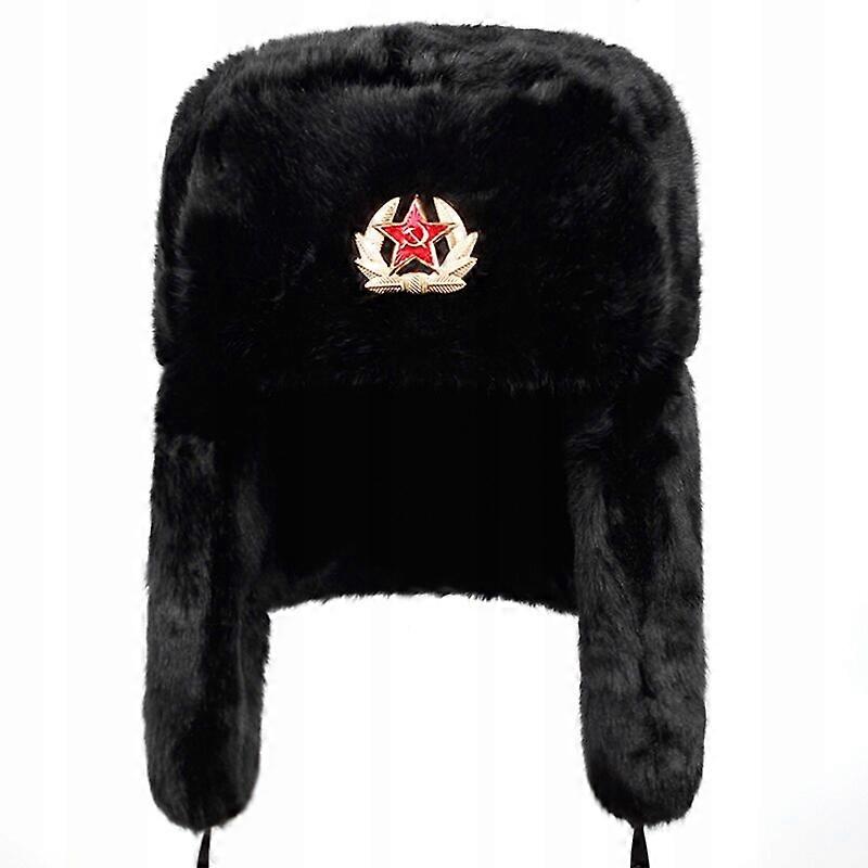 Musta pitkäkorvainen talvihattu, universaali koko