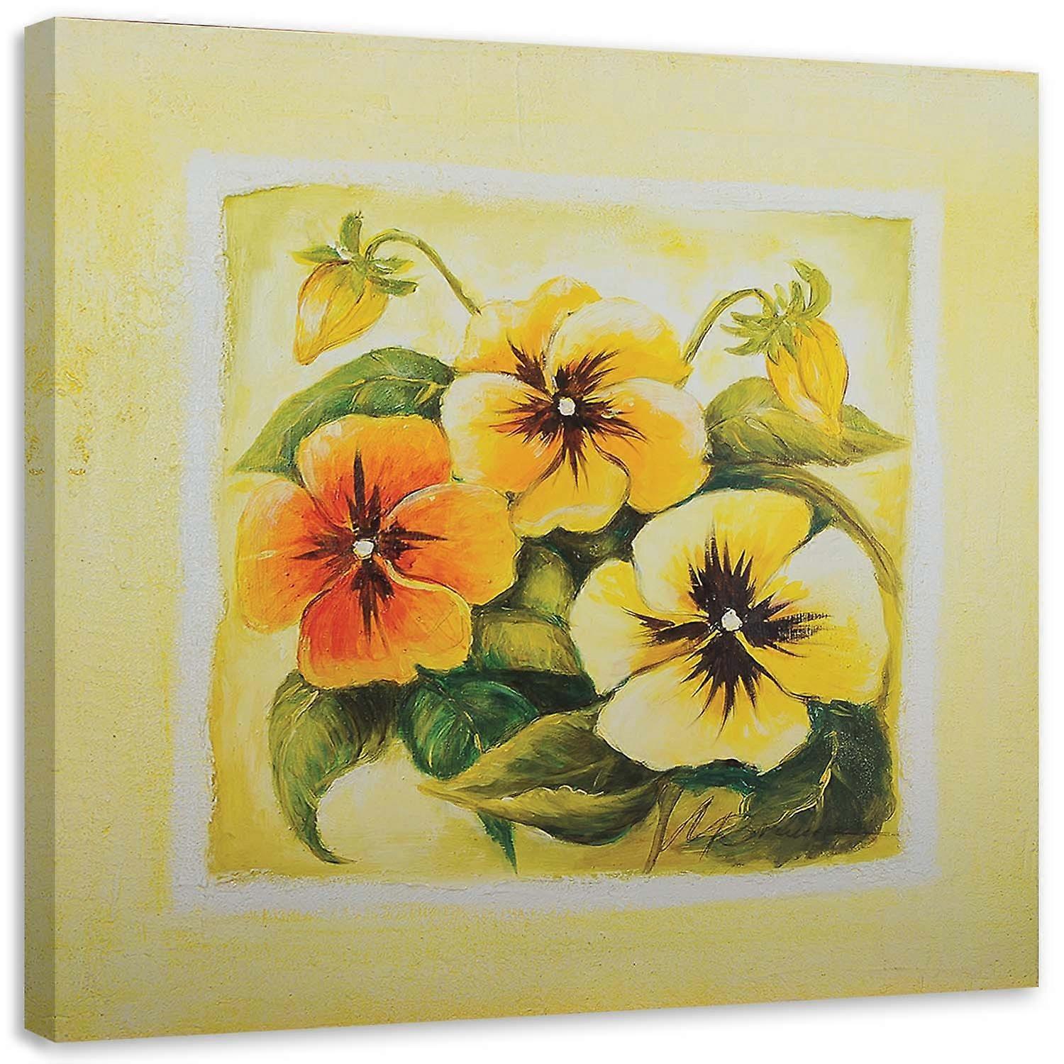 Fotoprint, Drie gele viooltjes - 60x60