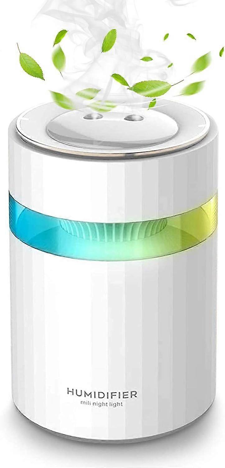 Air Humidifier, Mini Ultrasonic Humidifier, 900ml Essential Oil Diffuser, USB Portable Humidifier,(White)