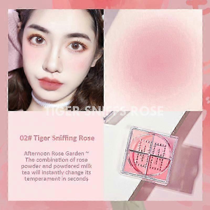 Four Grid Blush Matte Powder Brighten Easy To Color Rouge Blusher Face