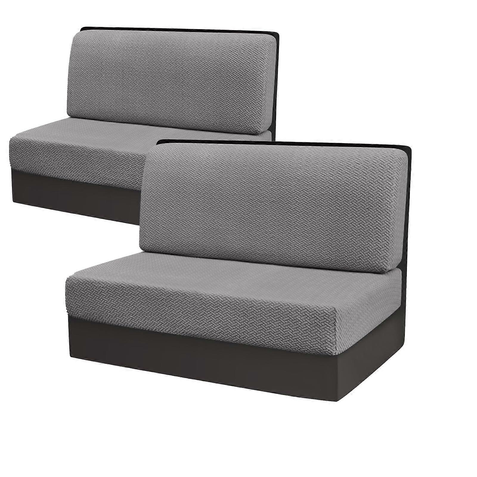 RV Dinette Cushion Covers - Washable Stretch Covers for Camper Bench, Light Grey Elastic Backrest & Seat Cushions Set of 4