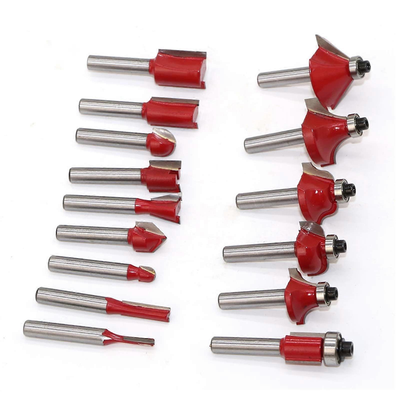 Jinchao-Router Bits Carbide Router Bit Set For Woodworking Cutting Engraving 1/4 Inch Shank 8mm 15 Pcs Home DIY No Wooden Box