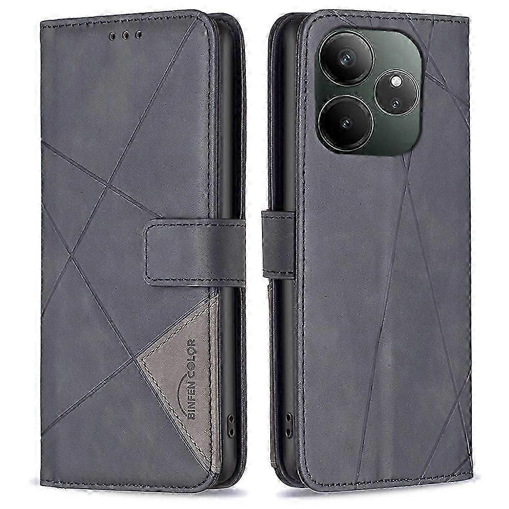 For Realme GT 6 5G/ GT 6T 5G Case Leather Wallet Cover Geometry Line