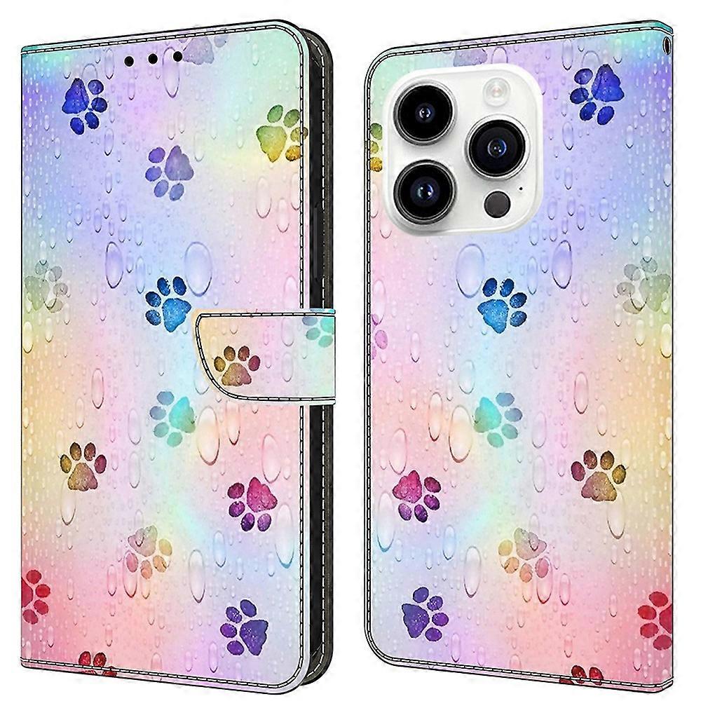 For iPhone 16 Pro Leather Case Pattern Printing Wallet Stand Flip Phone Cover