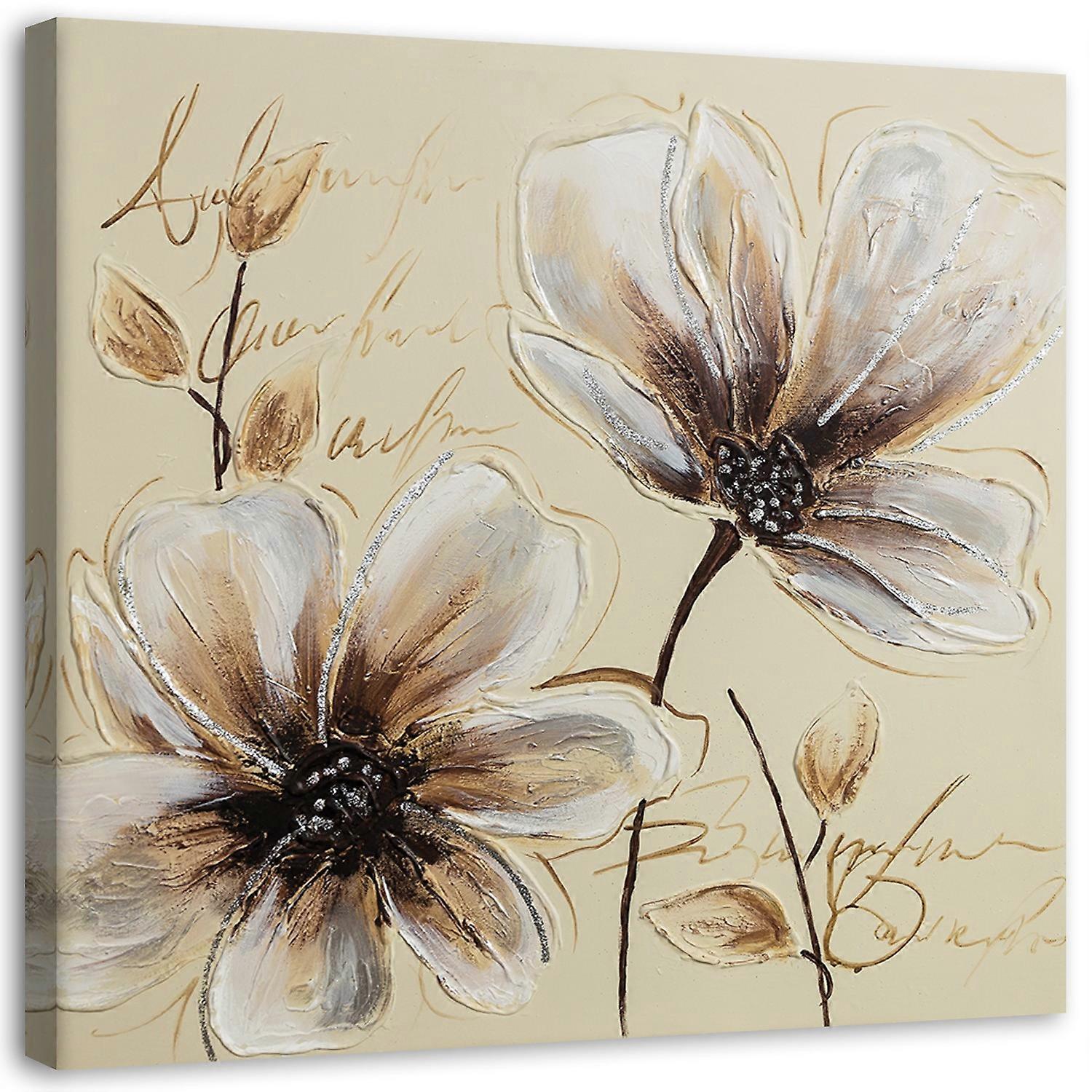 Impression sur toile, Fleurs peintes - 60x60