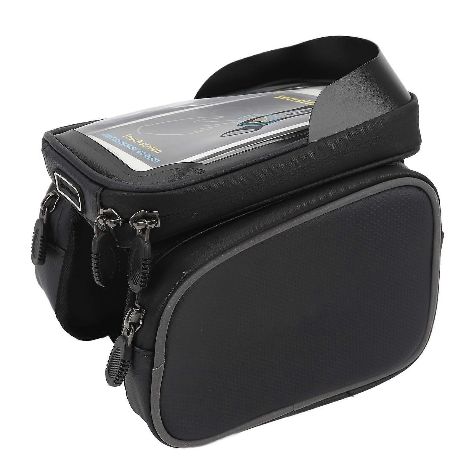 Waterproof Bike Front Frame Bag with Touchscreen & Hard Shell