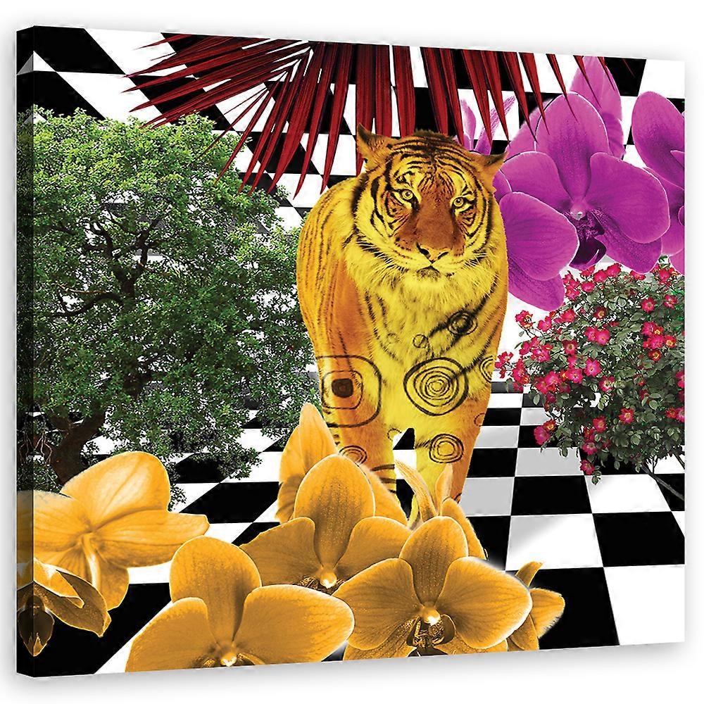 Lienzo, Tigre de colores - 60x60