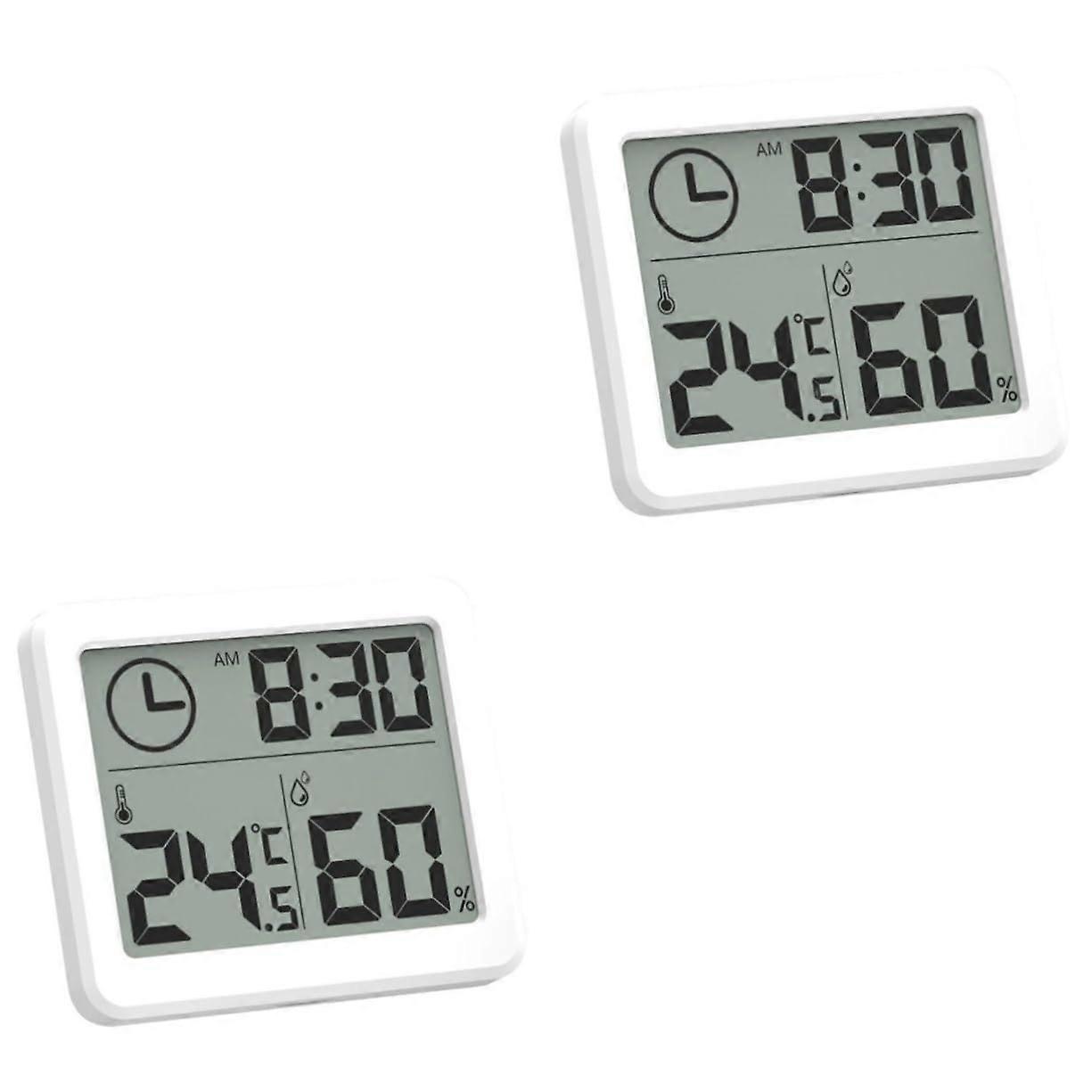 Indoor Thermometer Hygrometer Two-Pack With Max/Min Record, 12-Hour Clock, Home Office Room Monitor