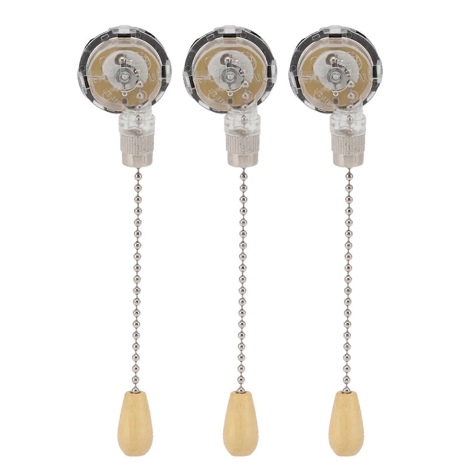 3Pcs Ceiling Fan Lamp Switch Rustproof Replacement Ceiling Light Pull Chain Switch