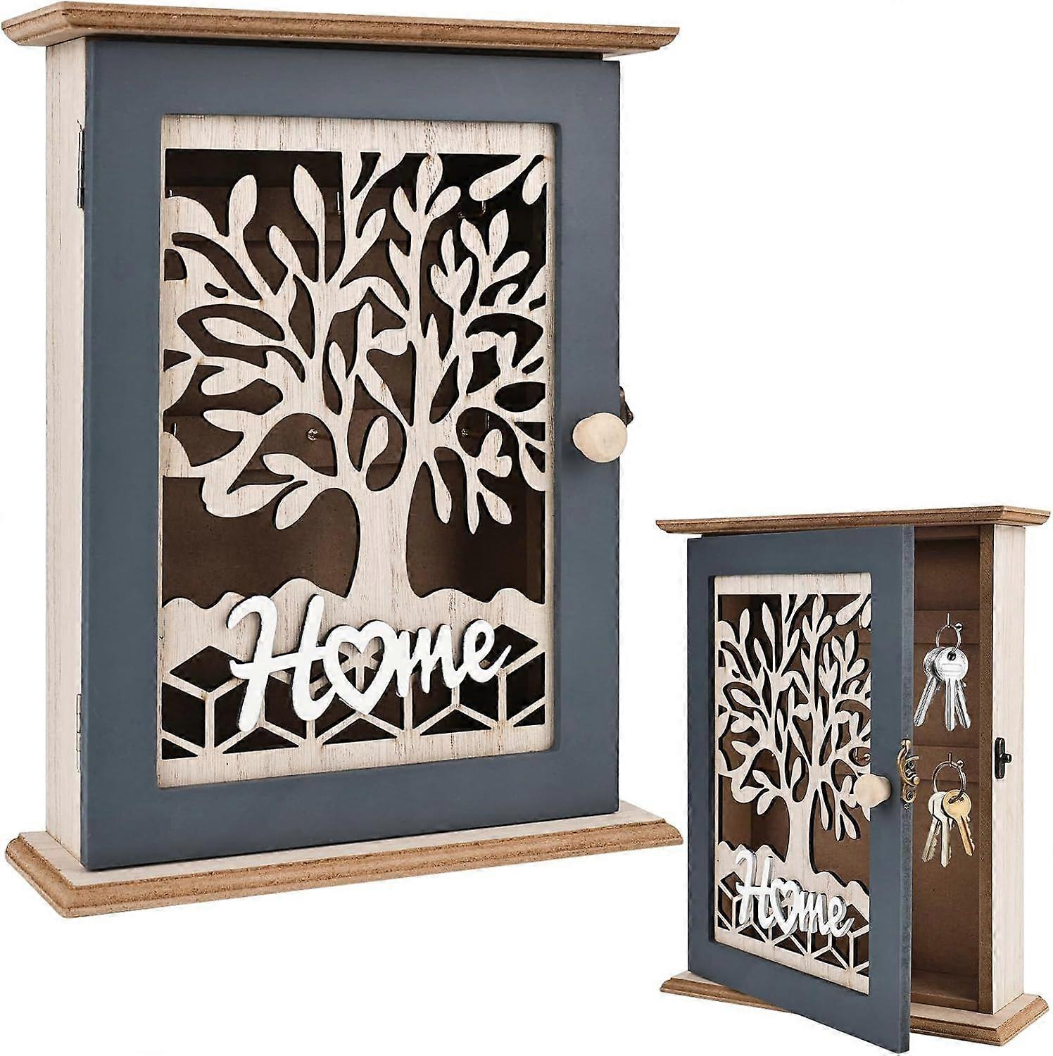 Wooden Key Box, Wall Mounted Key Box, Decorative Key Box, Vintage Key Lockers, Small Wall Mounted Key Locker for Entrance Room Corridor 6 Hooks - 22 X