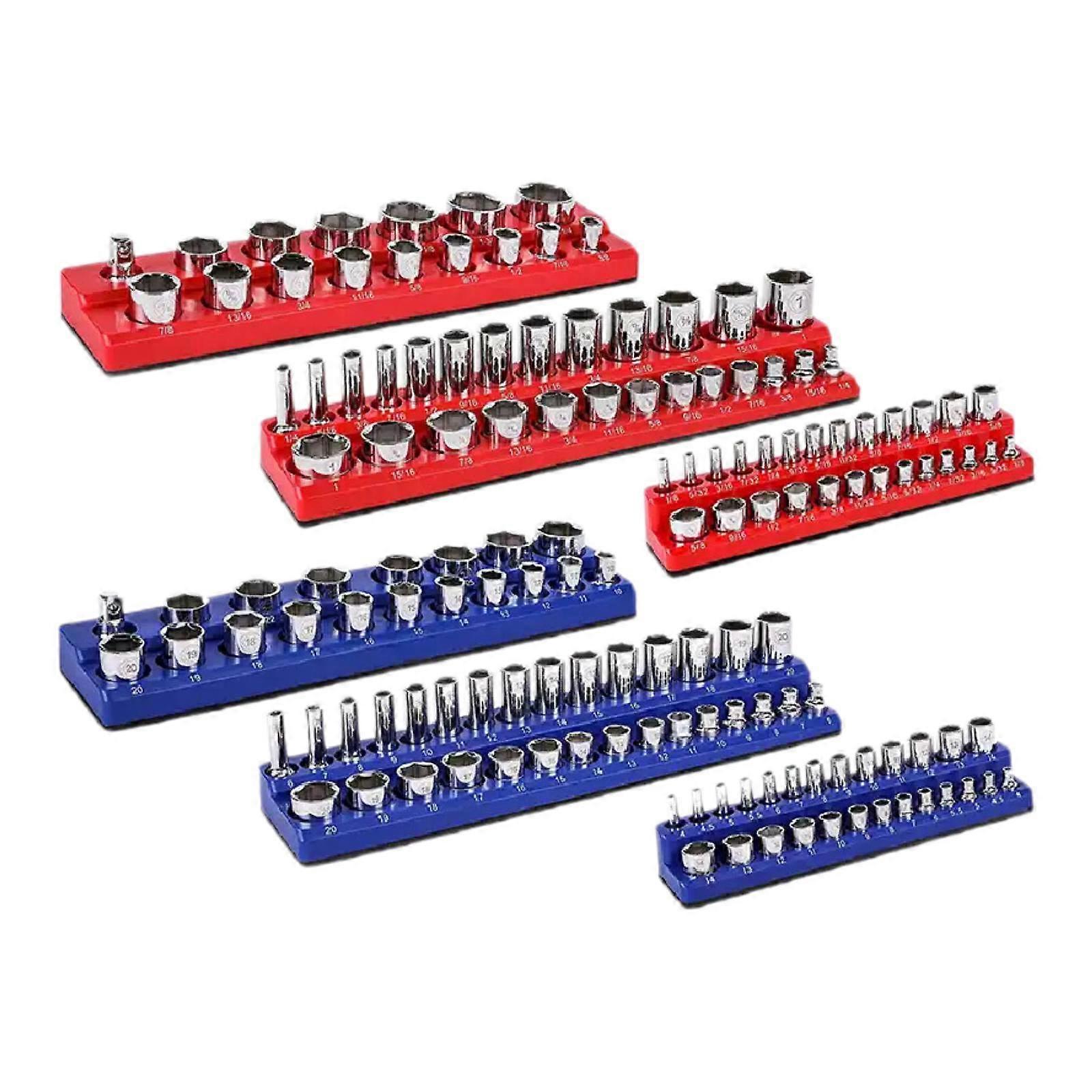 6 Pieces Magnetic Socket Organizers Convenient Heavy Duty for Tool Drawer