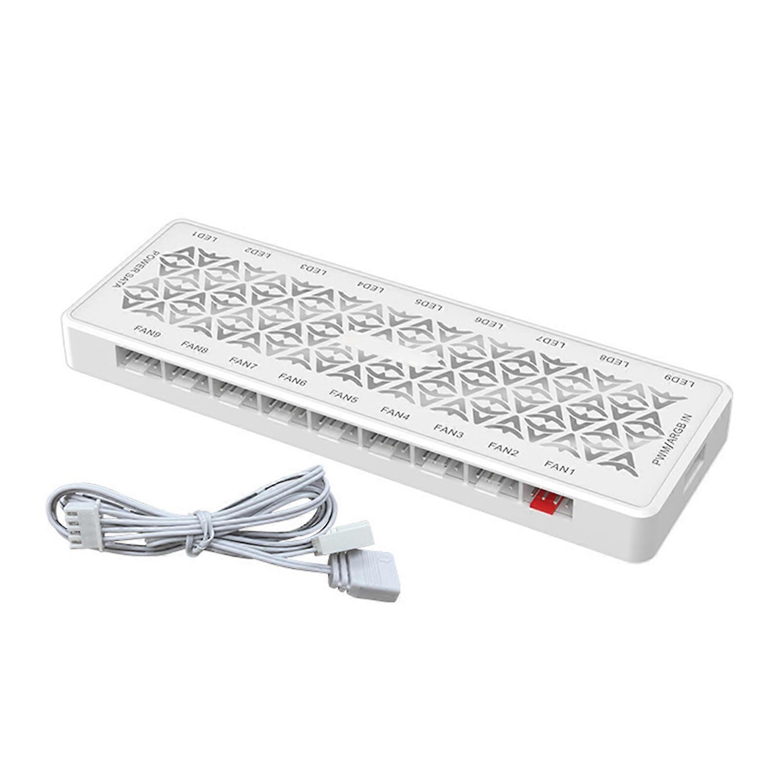 5V 3pin ARGB Fan Hub Small 3-pin Two-in-one 1-to-9 PWM Temperature Adjustable Fan Controller Multicolor