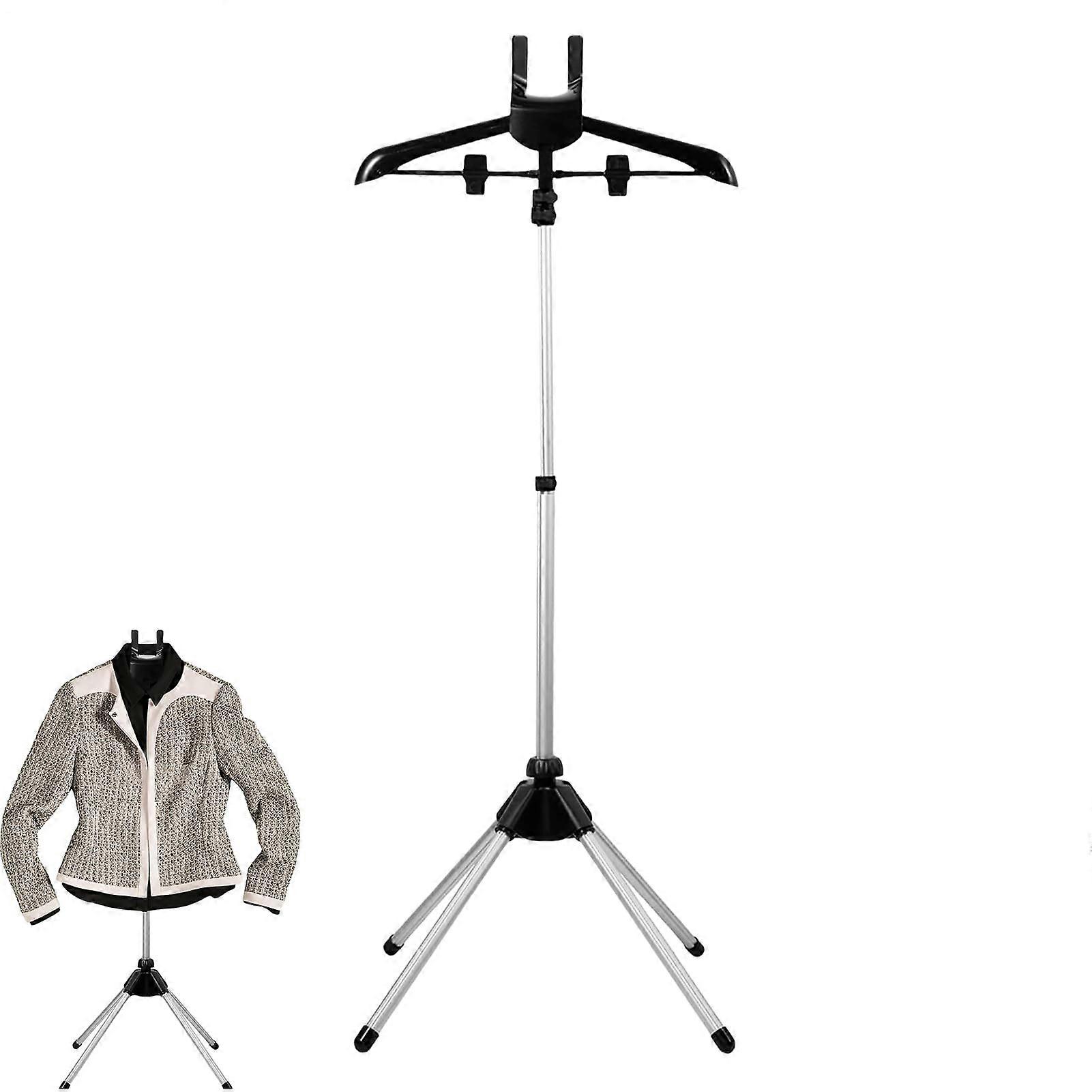 Garment Steam Stand Telescopic Holder for Travel, Lightweight Folding Clothes Rack for Drying and Ironing, Black