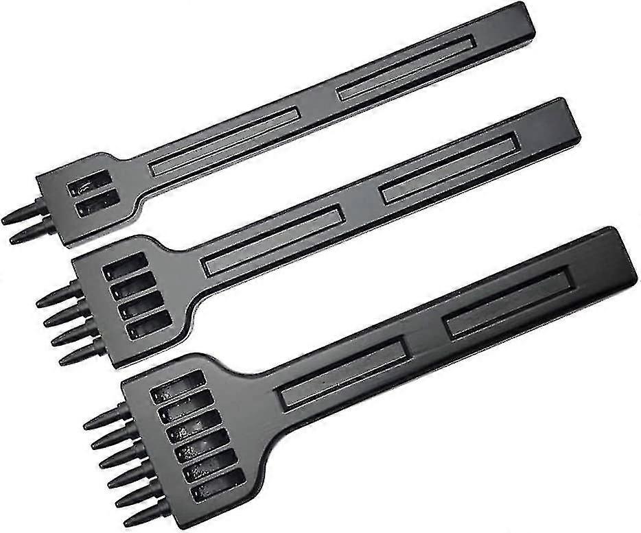 レザーパンチツールセット DIYクラフト用スチールパンチ3個 ダイヤモンドレーシングチゼル(ブラック)