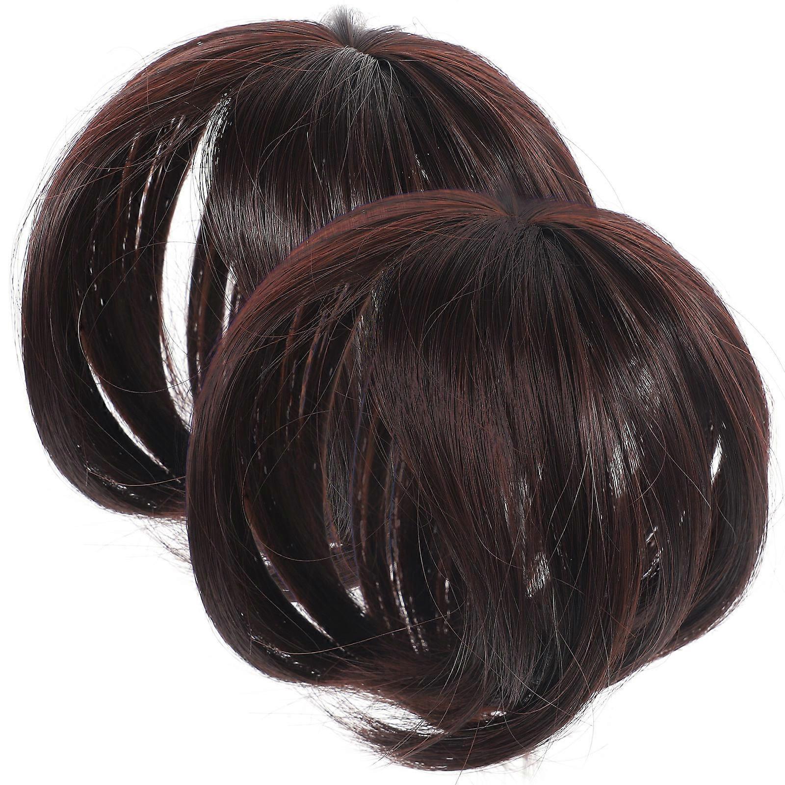 2 Pcs Straight Hairpiece Wiglets for Women – Realistic Top of Head Hair Toppers for Thinning Hair, Comfortable Soft Design, Deep Brown Color