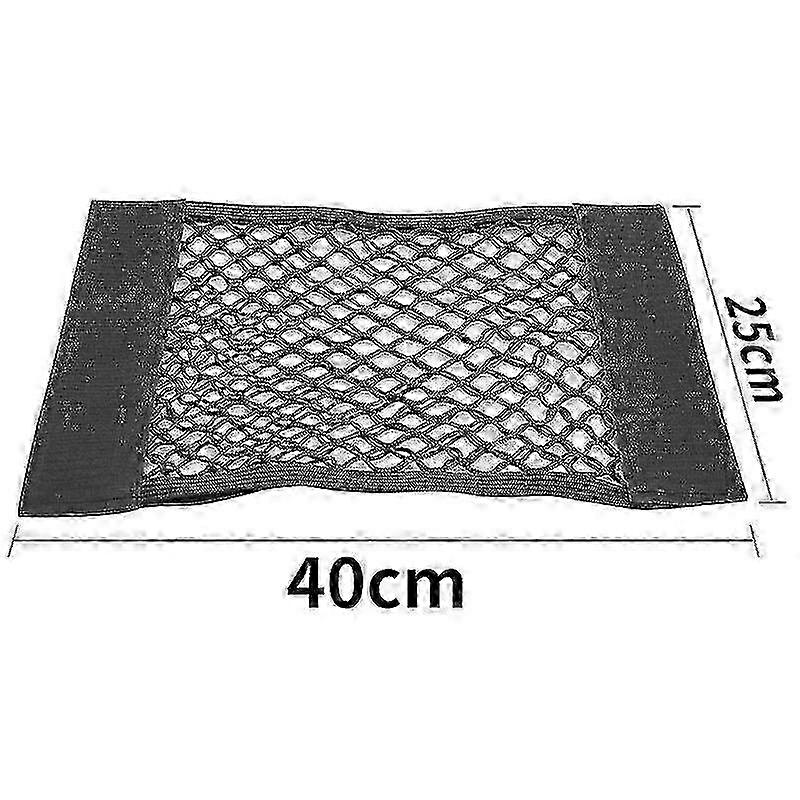 Trunk Organizer for Cars with Double-layer Elastic Net and Magic Sticker Pockets, Rear Seat Storage Solution Ideal for Vehicle Organization