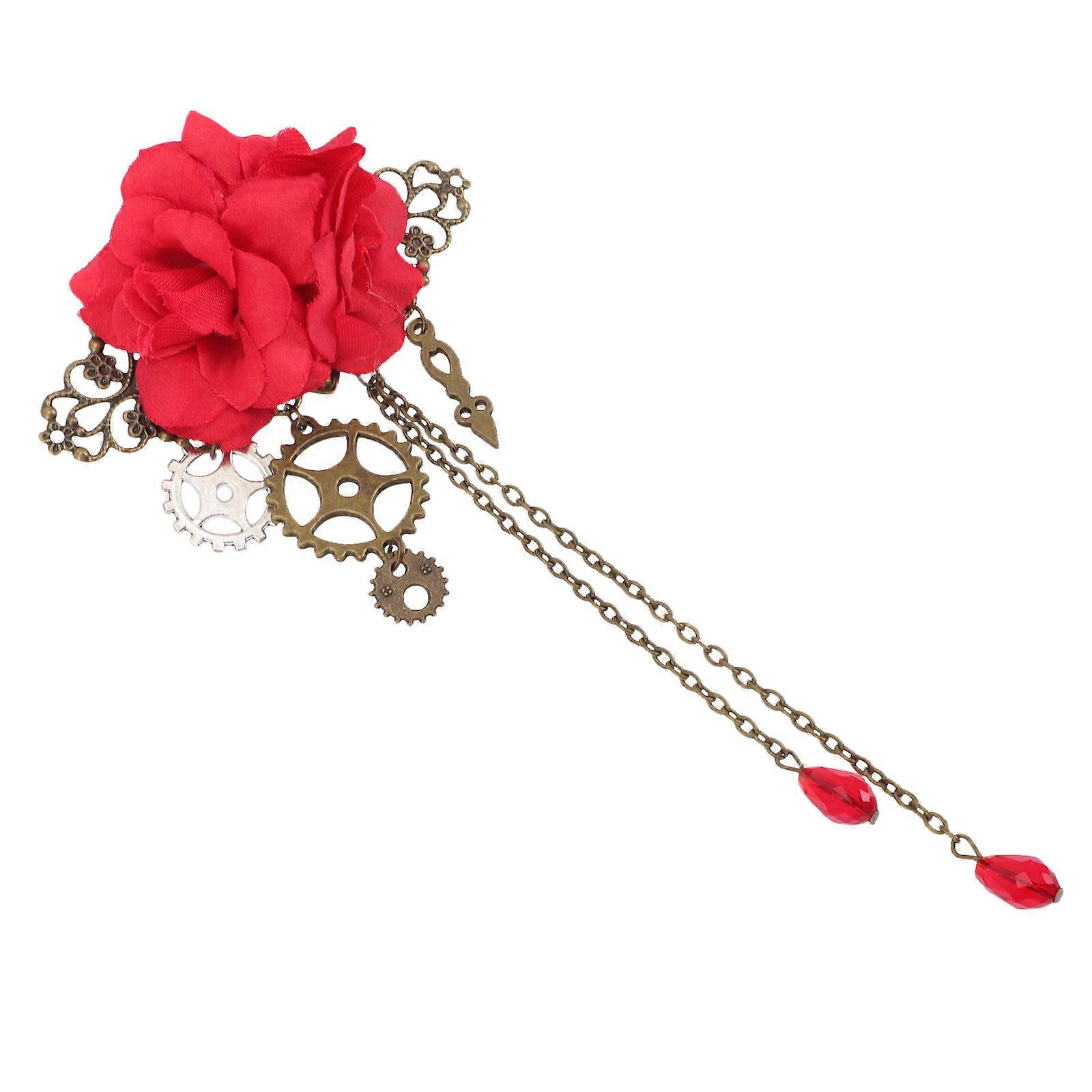 Here's a polished and professional product description based on your input:

 

**Elegant Gothic Rose Hair Clip with Mechanical Gear Design – Stylish