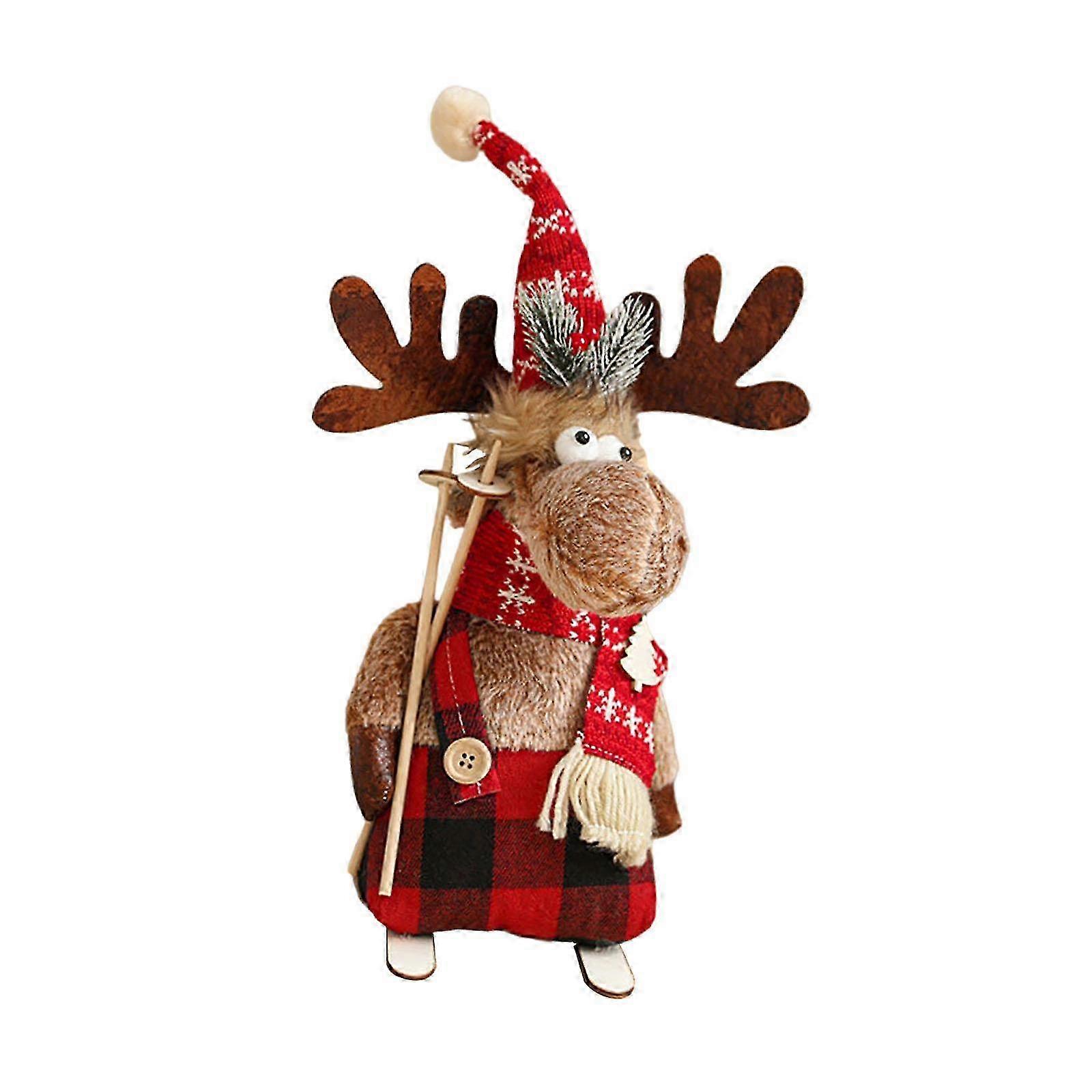 Christmas Elk Plush Doll Gift Favor Animal for Mantel Centerpiece Fireplace Suitable for Various Home Decorations