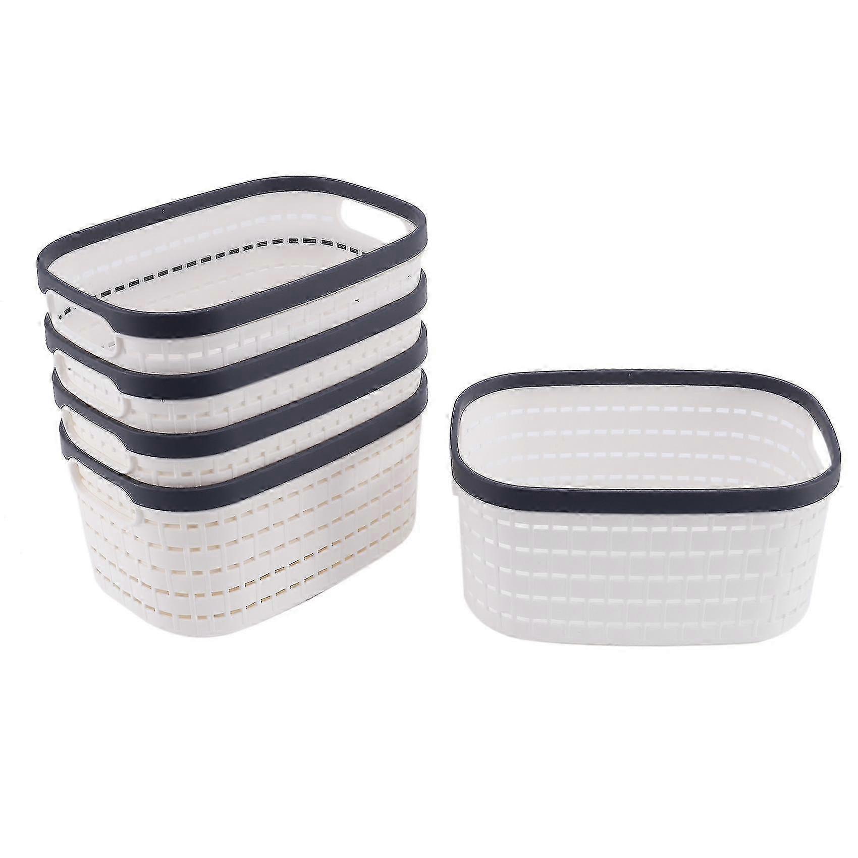 5 Pcs Storage Basket,portable Oval Kitchen Refrigerator Basket,desktop Storage Boxes For Kitchen,ba--