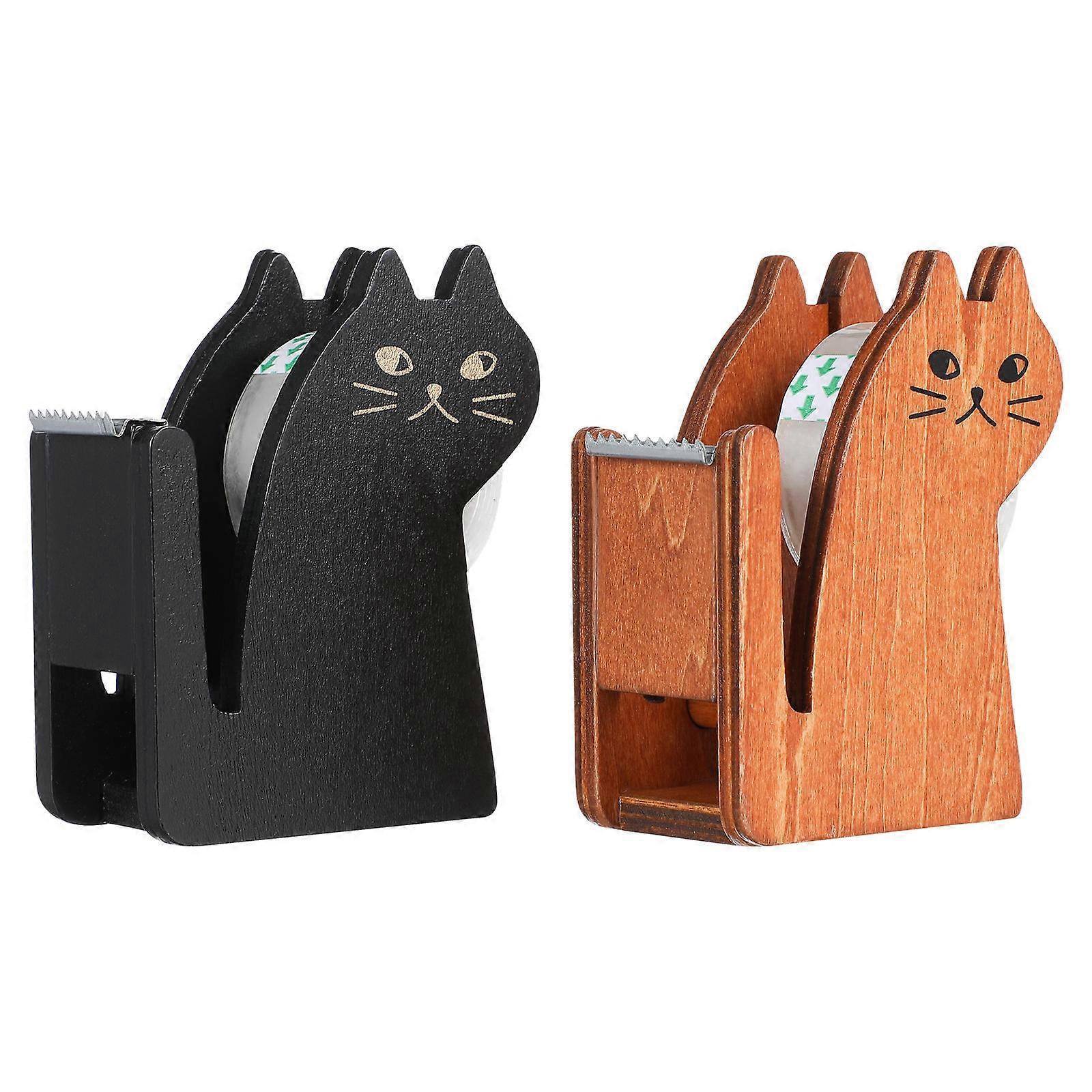 Unique Cat-shaped Tape Cutters, Sleek Wood Finish for Stylish Daily Use
