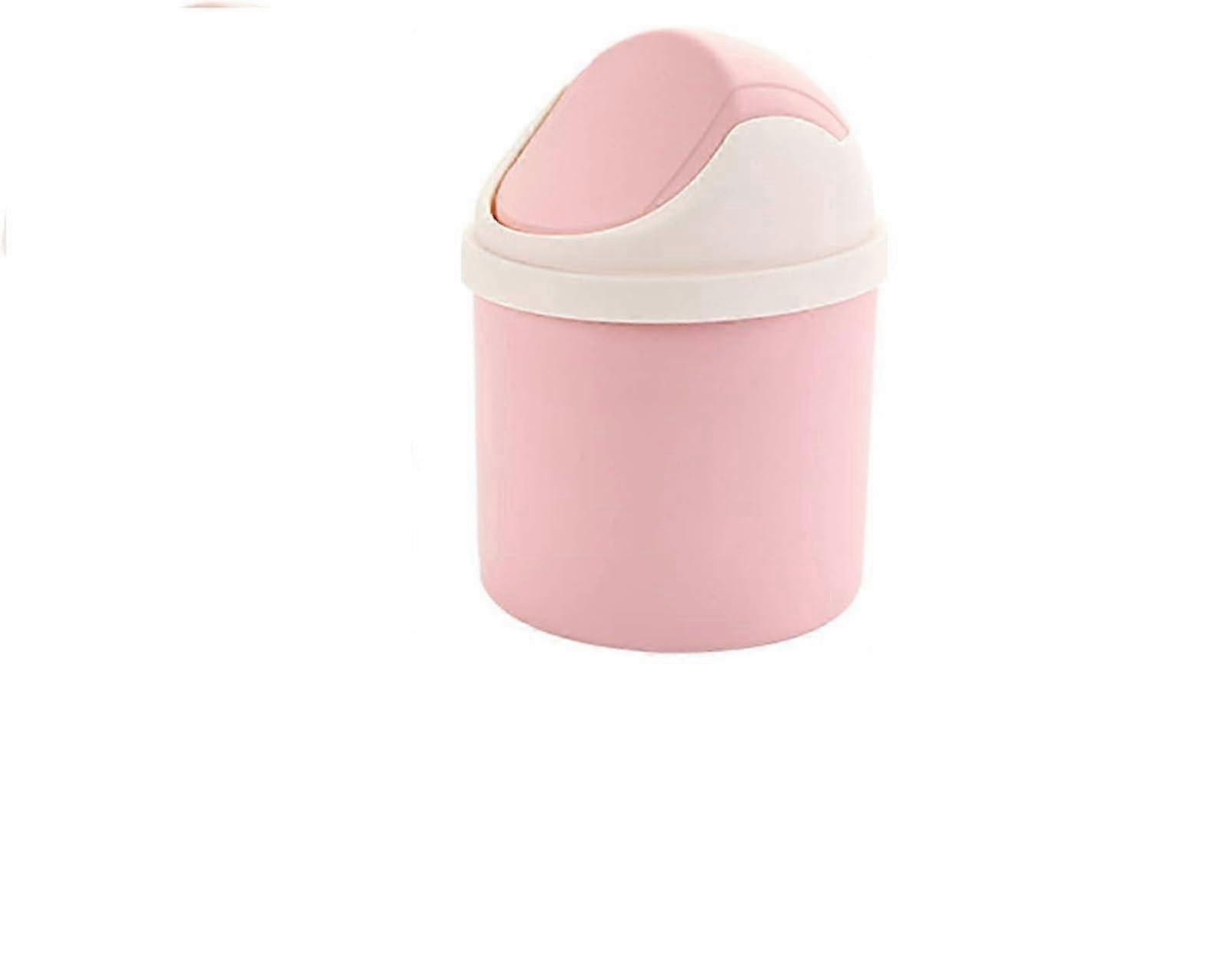 Mini Plastic Trash Can with Lid for Office - Orange